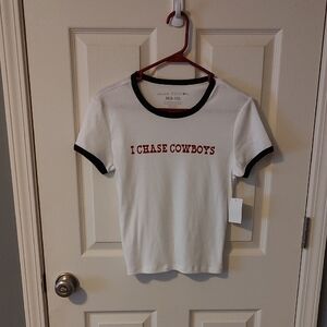 Social Edition White T-Shirt with Red Text